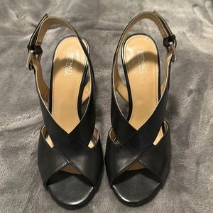 Michael Kors Leather Peep Toe Slingback Sandals